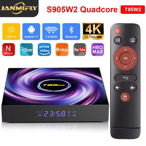 Amlogic Original T95W2 Smart Home Theater TV Box 3D Accelerated HD 4K Dual Wifi 2.4G&5GAndroid11 BT 