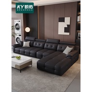 Model Baharu 2025, Sofa Lounge Lawrence Berpunggung Tinggi Asal Foshan, Sofa Kulit Asli Mewah Ringan