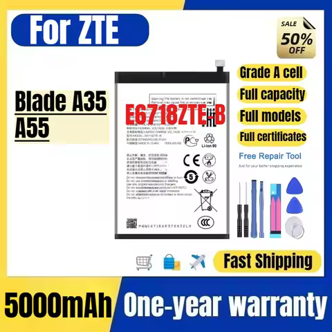 E6718ZTE-B for ZTE Blade A35/A55 Mobile Phone Battery High Quality High Capacity Replacement Bateria