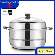 3-Tier 430 Stainless Steel Steamer Pot Steaming Cookware Saucepot with Tempered Glass Lid, Work with