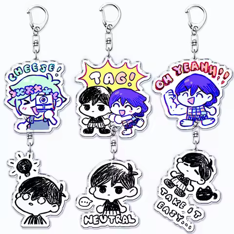 Hot Omori Game Keychain for Accessories Bag Basil Kel Hero Aubrey Omocat Sunny Key Chain Ring Keyrin