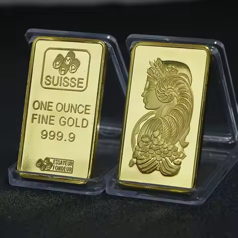 1pcs Gold Plated Layered Bullion Bar Switzerland Credit Commemorative Coin Goddess Coin Collection H