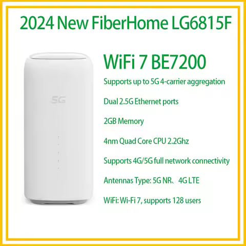 FiberHome 5G CPE Pro LG6851F BE7200 WiFi 7 Router NFC Dual 2.5G Ethernet Ports Quad-Core CPU 5G 4G L