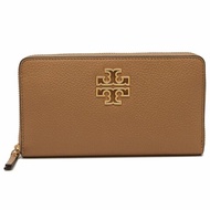 【TORY BURCH】雙T-LOGO皮革拉鍊長夾-駝色