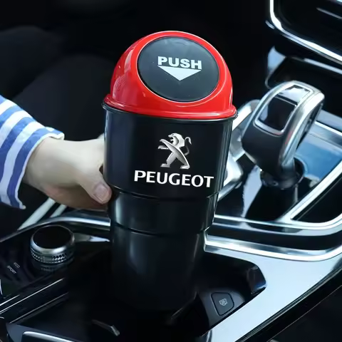 ABS Car Garbage Can Auto Trash Bin Flip Storage Bucket for Peugeot 3008 4008 508 306 406 407 408 206