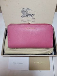 二手 英國購入 burberry 粉色皮革長夾 原購入約2萬 盒子較舊