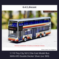 [Local Stock] 1:110 Tiny City SG12 Die-cast Model Bus | MAN A95 Silver |Double Decker | Pixel patter