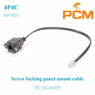 Panel Mount RJ9 RJ11 Screw Lock Extension Cable 4P4C Male to Female CAT3 Telephone Cable for VoIP De
