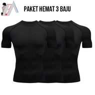 PACKAGE 3 PCS UNISEX COMPRESSION SPORTS T-SHIRT/T-SHIRT/ JERSEY/LARI/ PLAIN COMPRESSION T-SHIRT/ COM