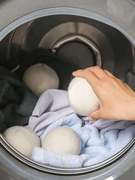 3入組 5 厘米小綿羊羊毛乾燥球 - 天然織物柔軟劑，可重複使用絨球，減少皺紋和乾燥時間大型烘乾機球是塑料球和液體織物柔軟劑更好替代品