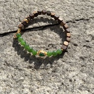 5mm 天然原生綠奇楠沈香/沉香 碧玉瓜料翡翠設計單圈手串