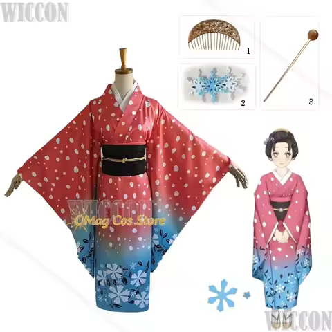 Japanese Halloween koyuki Cosplay Wig kimono Koyuki Soyama Hakuji Wife Women Outfit Pink Clothing AN
