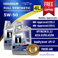 【2 bottles x 4L】 MOBIL 1 FSX2 5W50 Advance Full Synthetic Engine Oil - All-round Wear Protection,Imp
