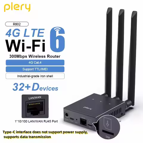 PLERY 4G Wireless Router 300Mbps 2.4G/HZ SIM Card Router WiFi6 te Router with External 5dBi External