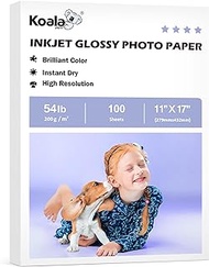 Koala Glossy Inkjet Photo Paper Thick 11X17 Inches 100 Sheets 54lb Picture Paper for Inkjet Printer Use DYE INK 200gsm