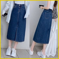 ✒ ◰ ♙ Denim Skirt for Women Korean High Waist Long Denim Skirt Look Thinner Look Taller (Size:24-32