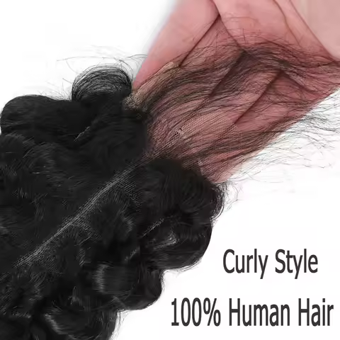 2x6 Lace Closure 100% Human Hair Jerry Curly Pre-plucked Hairline Real Invisible HD Transparent Kim 