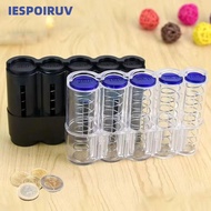 IESPOIRUV Coin Storage Box, Plastic Large Capacity Euro Coin Dispenser, Transparent Coin Purse