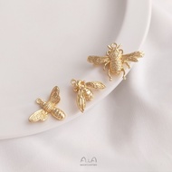 █A.ιA゜14K gold●〔1 Piece〕°14K Gold Pack Colorful Cute Little Bee Pendant Handmade DIY Bracelet Necklace Earrings Pendant Copper Plated True Gold Pendant