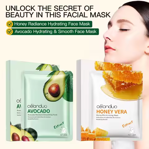Avocado & Honey Hydrating Face Mask Anti-Wrinkle Dermal Renewal Moisturizing Whitening Facial Masks