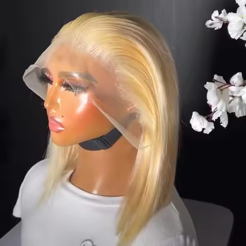 613 Blonde Bob Wig 100% Human Hair Wigs Glueless 13x6 Lace Front Wig Straight Short Bob Wig Cosplay 