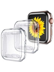3入組tpu透明全包覆超薄手錶殼,防跌落＆時尚屏幕保護,適用於apple Watch 包括系列ultra/se/9/8/7/6/5/4/3/2/1,ticwatch和其他智能手錶配件,38/40/41/42/44/45/49毫米