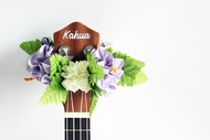 Ukulele lei /  purple hibiscus, Ukulele gifts, Ribbon leis