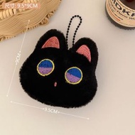 可愛黑貓鈴鐺鑰匙扣 吱吱叫毛絨公仔 少女心禮物 閨蜜情侶小禮品- 1#白色-可愛小貓公仔掛飾 均碼