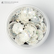 Decorative Beads 5 Flowers Iridescent White Petals