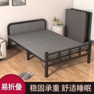 ST&amp;💘Iron bed1.5Spring Bed Folding Bed Double1Rice5Folding Bed Hard-Based Bed Folding Bed Household Double Single Noon Br