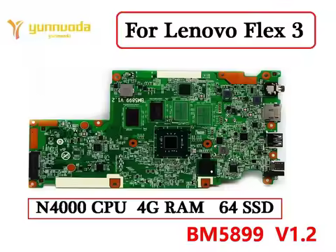 BM5899 V1.2 For Lenovo Flex 3 CB-11IGL05 Laptop motherboard with N4000 CPU 4G RAM 64G SSD 100% teste