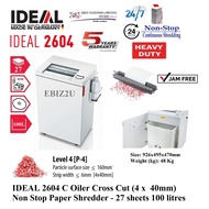 IDEAL 2604 CC 4x40mm Oiler Cross Cut Non Stop Heavy Duty Paper Shredder 27 sheets 100 litres 2604CC