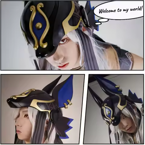 Game Genshin Impact Cyno Cosplay FRP Helmet Mask For Adult Men Cyno Hat Costume Accessories Hallowee