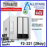 TerraMaster F2-221 2Bay NAS Enclosure / Intel Celeron J3355 Dual Core 2GHz / 2GB RAM support DDR3L SODIMM x1 / Dual Giga