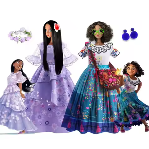 Disney Encanto Costume for Girls Cosplay Fancy Mirabel Isabella Princess Dress Halloween Carnival Ki