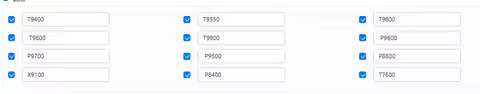 T9400 T9550 T9600 T9800 T9900 P9600 P9700 P9500 P8800 X9100 P8400 T7600 CPU Processor