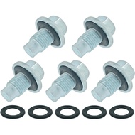 5 PCS M14x1.5 Oil Drain Plug Pilot Point Fit for Ford F250 F350 F450 F550, Expedition, Transit, GM, 
