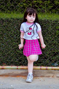 ชุดเด็กหญิง เสื้อ+กระโปรงไซส์ S รอบอก 22 นิ้ว น้ำหนัก 6-9 kg. 1-2 ขวบ, M อก 24 นิ้ว 10-15kg. 3-4 ขวบ