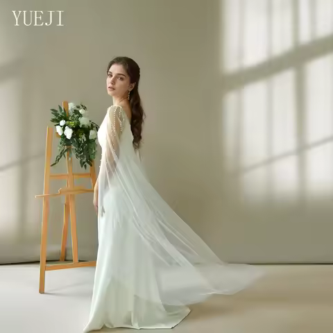 YUEJI A Pair Of Waltz Length Flowing Shoulder Capes With Pin Closures For Bridal Wedding Parties And