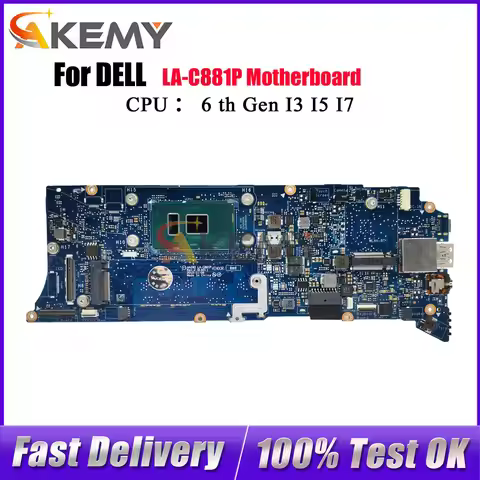 For DELL XPS 13 9350 Notebook Mainboard LA-C881P with i5 i7 CPU CN-078F9T 076F9T 0TG3CN 0H67KH 100% 