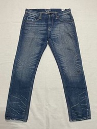Levi’s levis 504 W34 L33 二手藍刷色刷紋小直筒牛仔褲