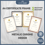 【GOOD DAZE】A4 Certificate Frame Chrome Gold Grey Silver Rose Gold Cert Frame  Photo Frame A4相框文凭证书 照