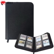 SOFTNESS 4 Pocket Card Binder, Side-Loading Zipper Closure Trading Card Holder Book, High Quality 16