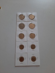 香港:前殖民地:女皇頭:全部1988年:(兩套):1毫:2毫:小1元:2元:5元:(1套5個):共10個2套