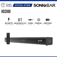 SONICGEAR SonicBar HD2000 Bluetooth 5.3 TV Soundbar Speaker 80W Max Output 2.0 Channel USB AUX Coaxi