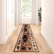 Masada Masada Rugs Kodiak Collection 2'x7' Cabin/Lodge Area Rug Runner with Bear and Cub Scene