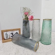 Ah88 Set2 Creative Simple Gold Seam Glass Vase Vase Living Room Decoration Flower Arrangement Lilydecor