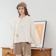 [CUMAR] Cute Bear Embroidered Big Collar Top Camille