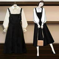 Apron Dress + White Shirt Set