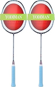 YODIMAN Set of 2 Ultralight Badminton Rackets (74 g) - Graphite Frame Material & Shaft Material - Hi